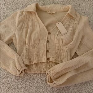 Women's Cream Button-Up Top